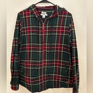 LL BEAN Scotch Plaid Flannel Shirt, Relaxed Zip Hoodie